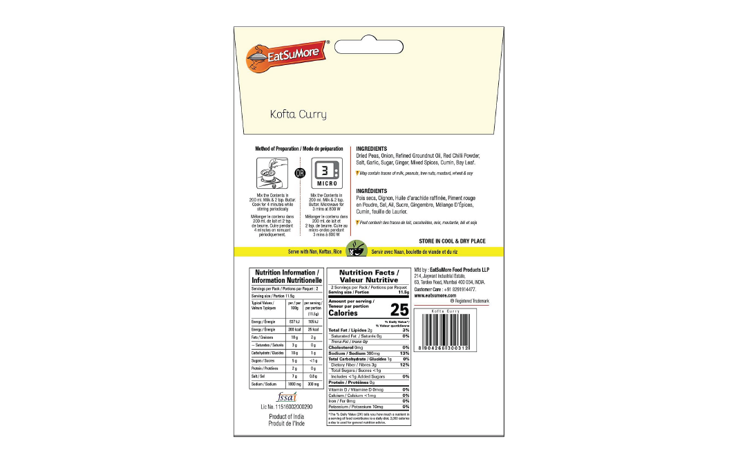 EatSuMore Kofta Curry    Pack  23 grams